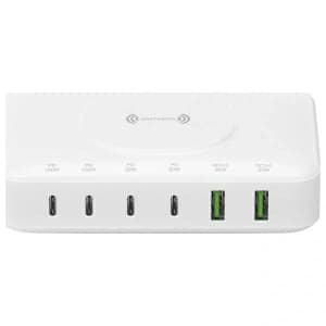 Stație de încărcare 4smarts 7în1 100W cu încărcare wireless albă