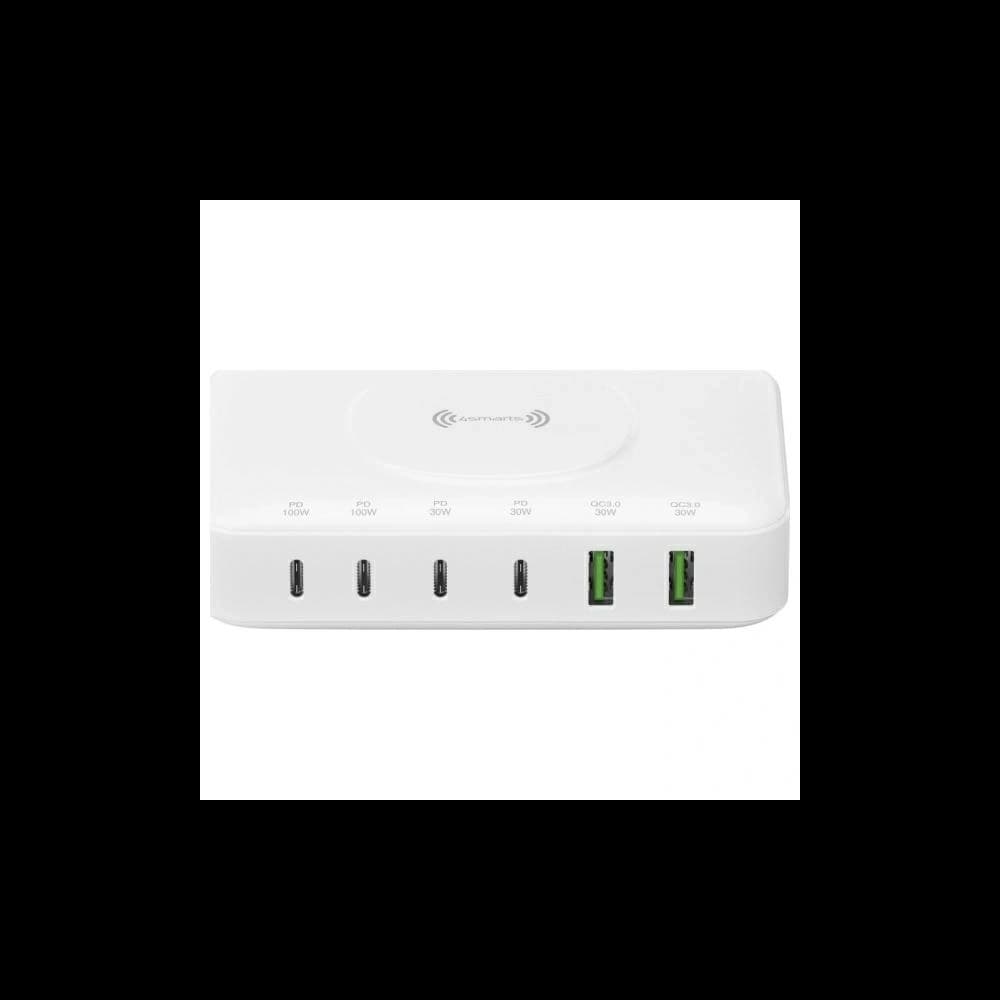 Stație de încărcare 4smarts 7în1 100W cu încărcare wireless albă - 1