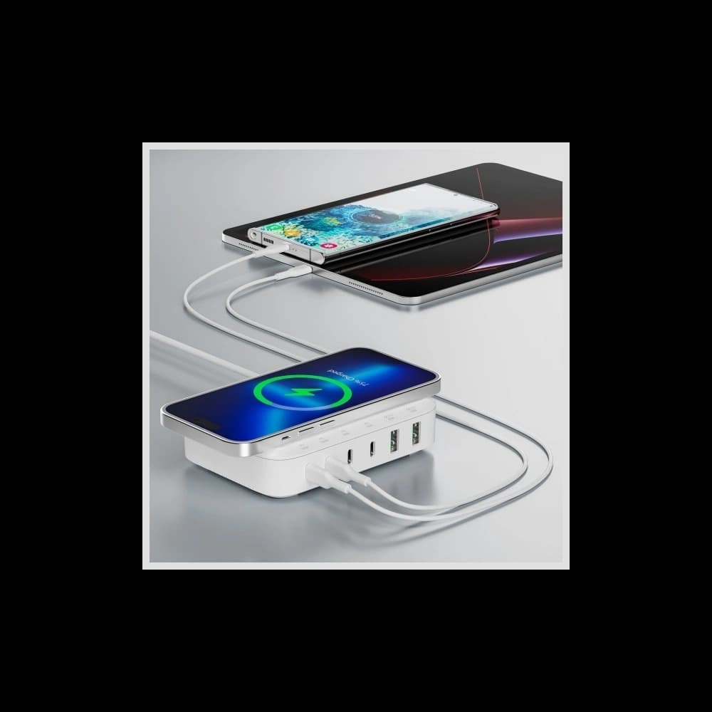 Stație de încărcare 4smarts 7în1 100W cu încărcare wireless albă - 3
