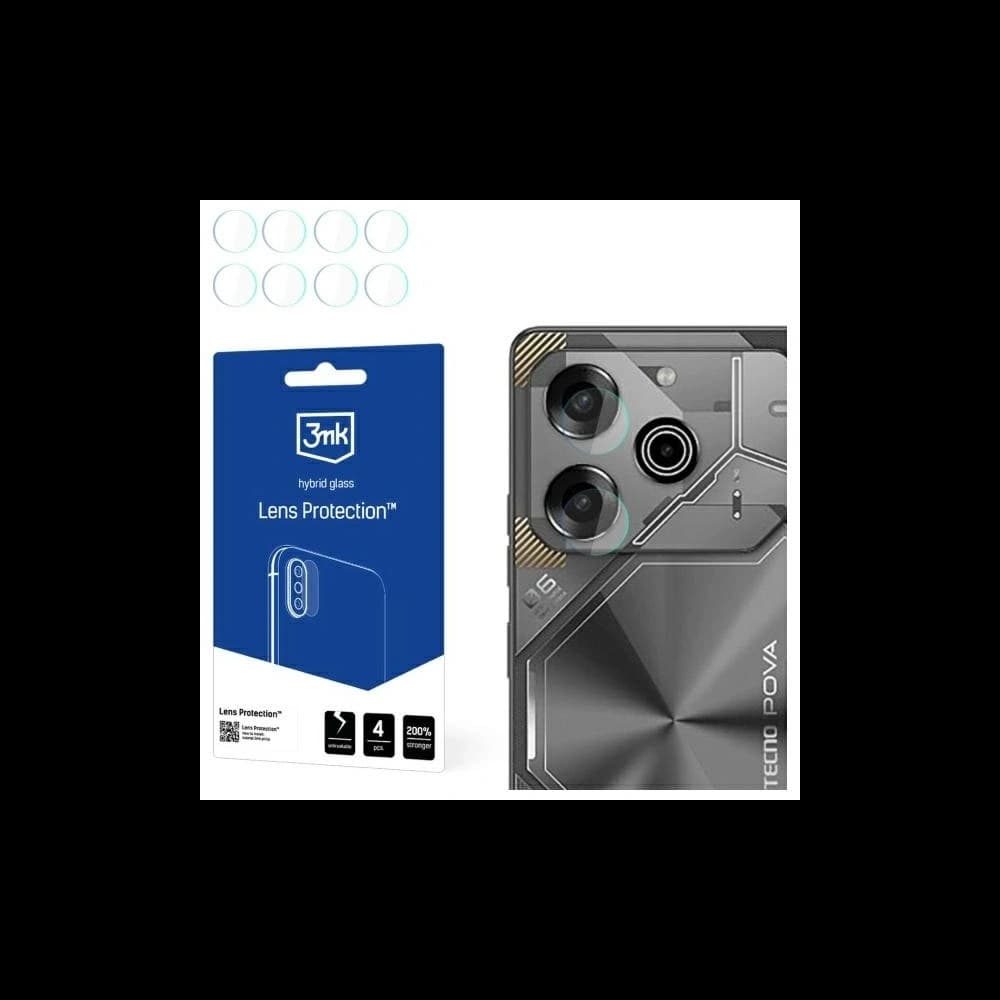 Hybridní sklo na objektiv fotoaparátu 3MK Ochrana objektivu Tecno Pova 6 Neo [4 PACK] - 1