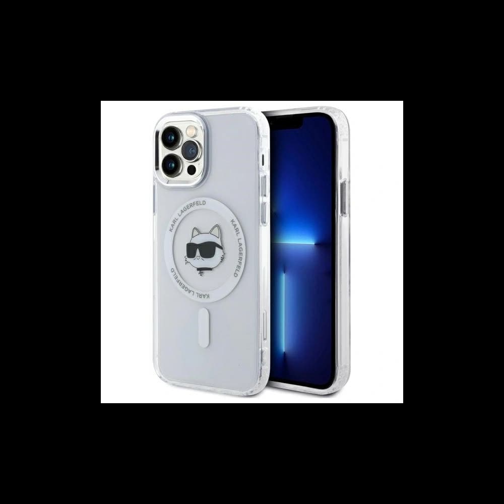 Karl Lagerfeld KLHMP12MHLSCHH Apple iPhone 12 / 12 Pro Hartschale IML Metall Choupette Kopf MagSafe weiß - 1