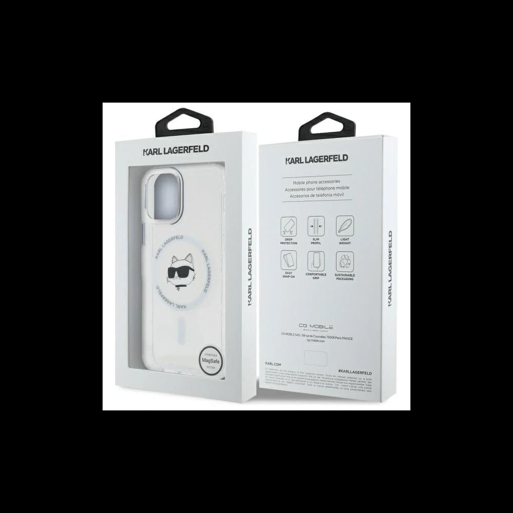 Karl Lagerfeld KLHMP12MHLSCHH Apple iPhone 12 / 12 Pro Hartschale IML Metall Choupette Kopf MagSafe weiß - 8