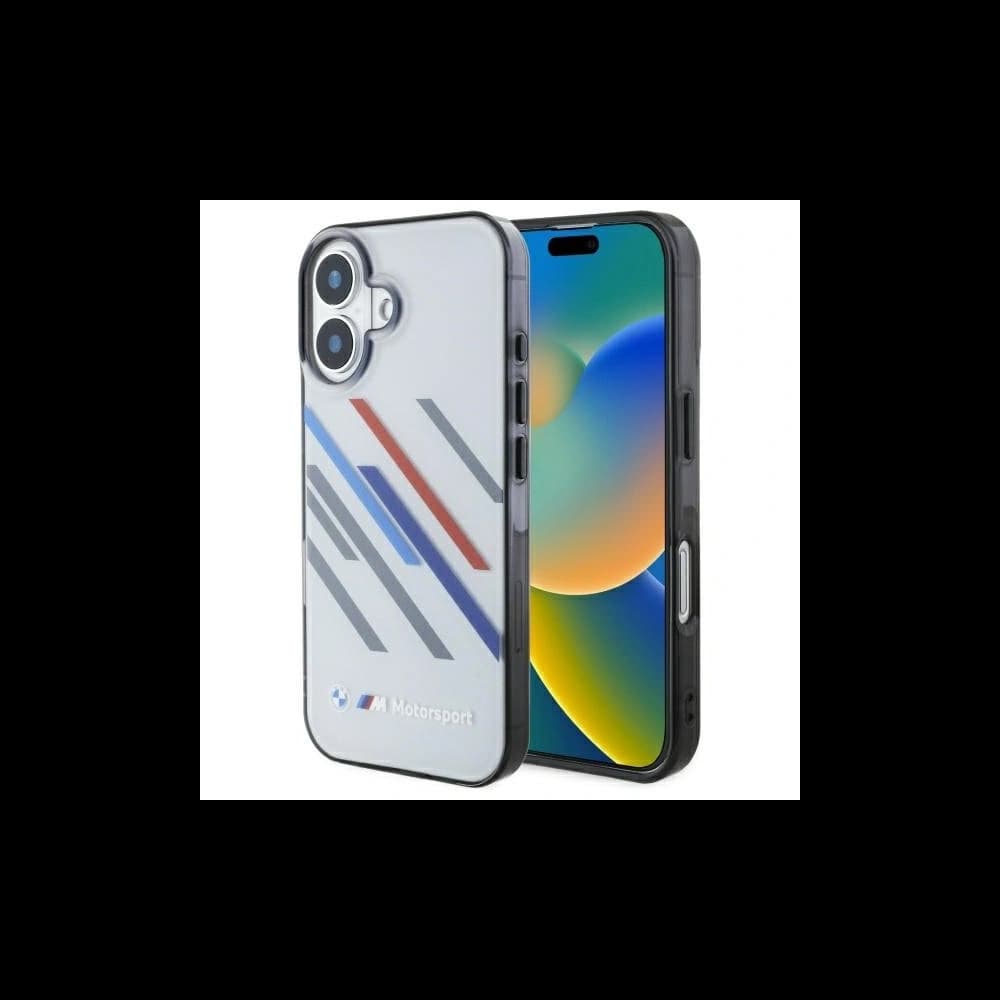 BMW BMHCP16M23HTRAG Apple iPhone 16 Plus hardcase Motorsport IML Random Stripes grey - 1