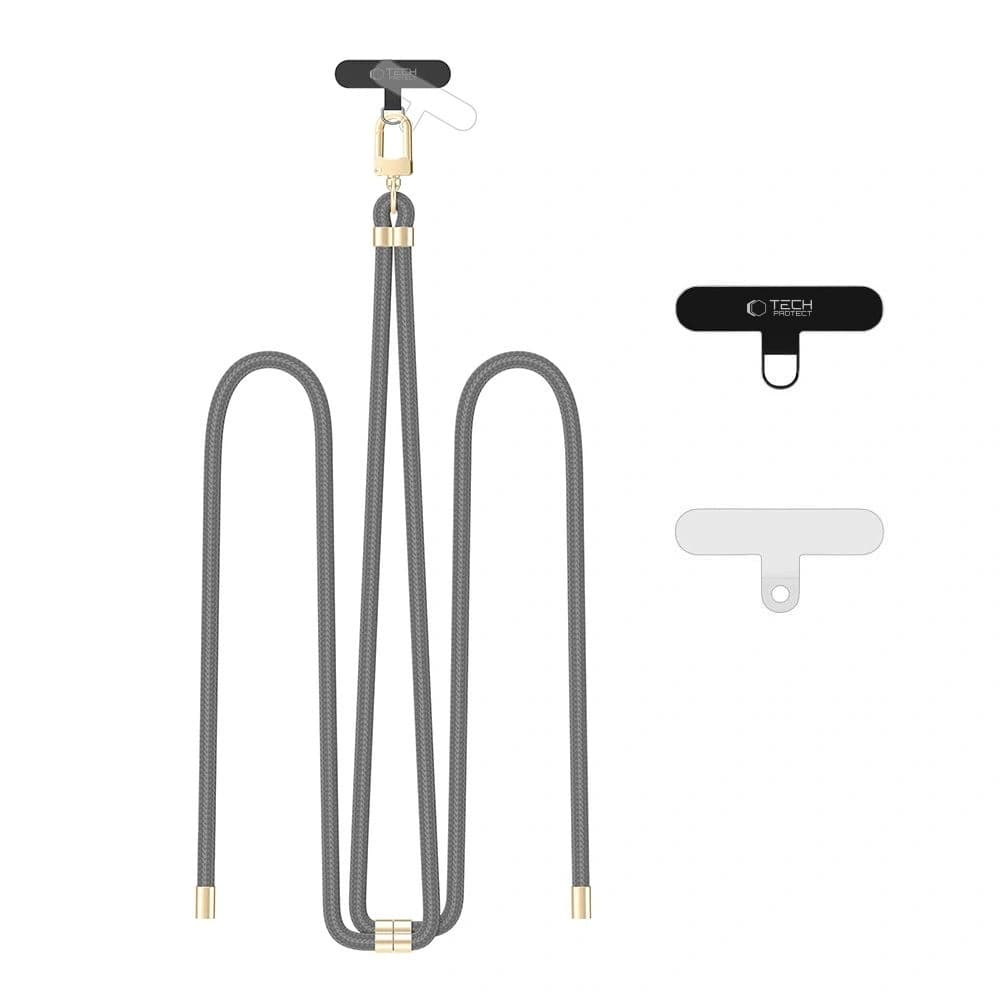 Tech-Protect C7S Curea Crossbody din sfoară Gri/aurie - 1
