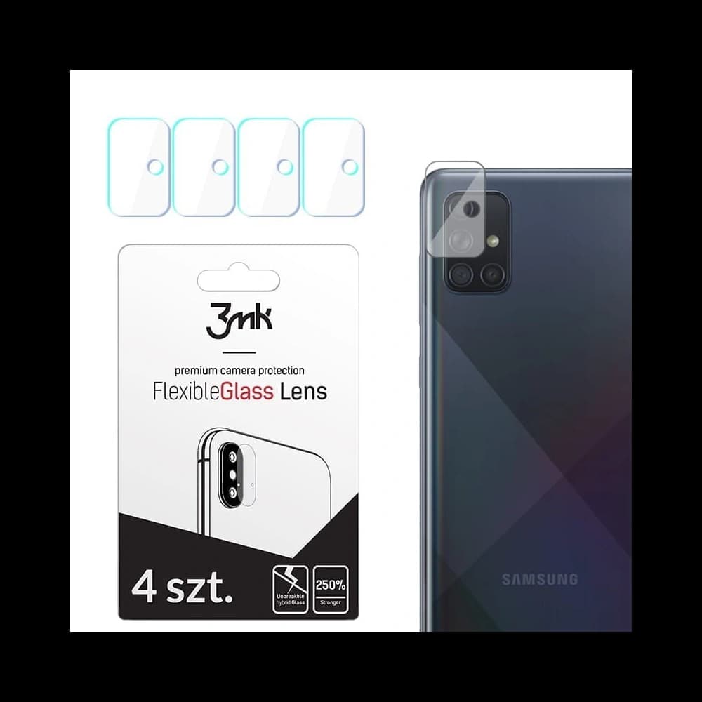 3MK Samsung Hybridglas für Kameraobjektiv Objektivschutz Galaxy A71 [4 PACK] - 1