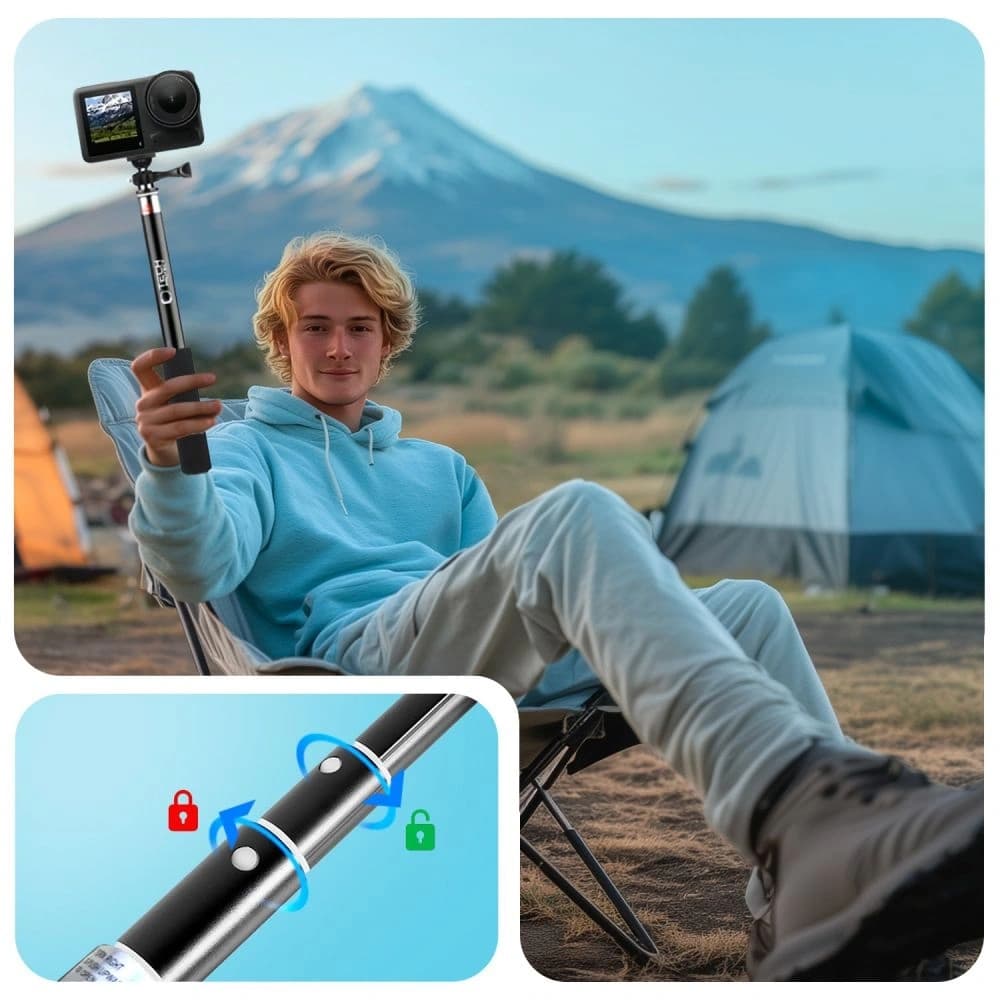 Tech-Protect GA100 Monopod és Selfie Bot GOPRO / DJI Fekete - 3