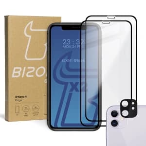 Bizon Glass Edge CF tempered glass - [2 PACK] + lens protection Apple iPhone 11 black