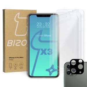 Bizon Glass Clear tempered glass - 3 pcs. + lens glass Apple iPhone 11 Pro Max