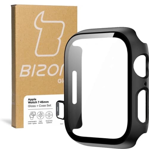 Bizon Case Case + Set de Sticlă Apple Watch 8/7 45mm negru