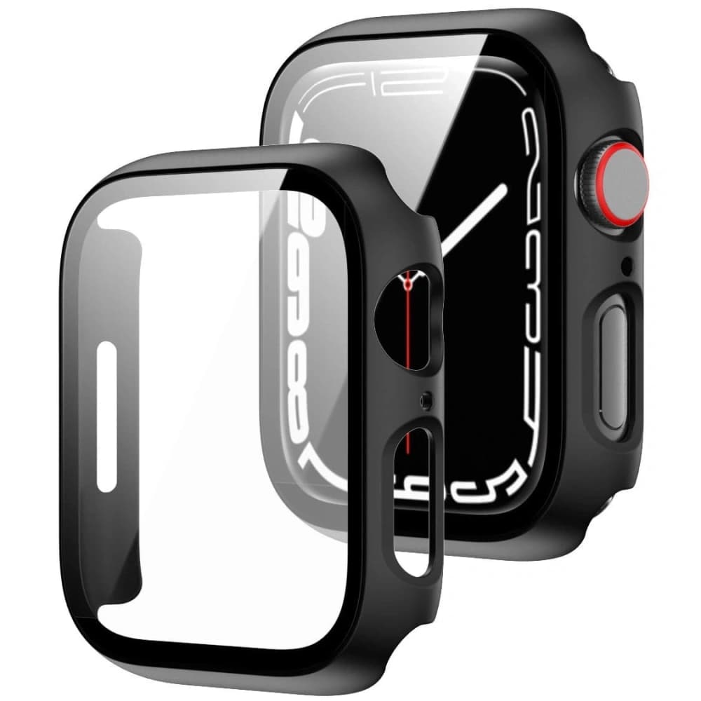 Bizon Case Case + Üveg Készlet Apple Watch 8/7 45mm fekete - 8