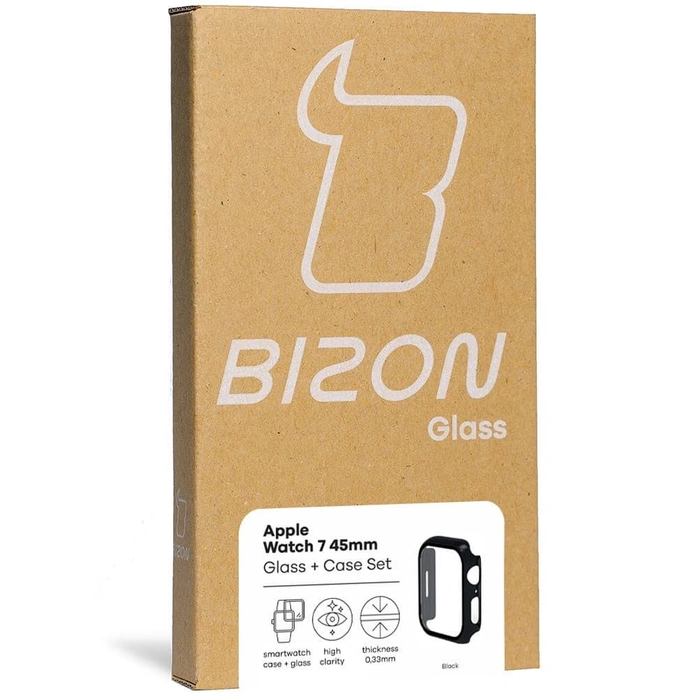 Bizon Case Case + Üveg Készlet Apple Watch 8/7 45mm fekete - 10