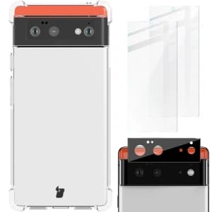Bizon Case Clear Pack case + 2x screen glass + lens glass Google Pixel 6 clear