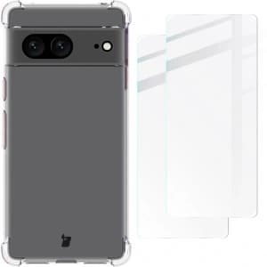 Bizon Case Clear Pack case + 2x screen glass Google Pixel 7 clear