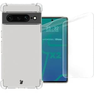 Bizon Case Clear Pack Hülle + 2x Bildschirmfolie Google Pixel 7 Pro klar