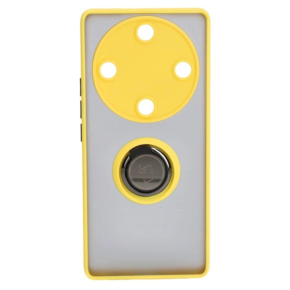 Bizon Case Hybrid Ring Honor Magic5 Lite füstös színben, sárga kerettel - 2