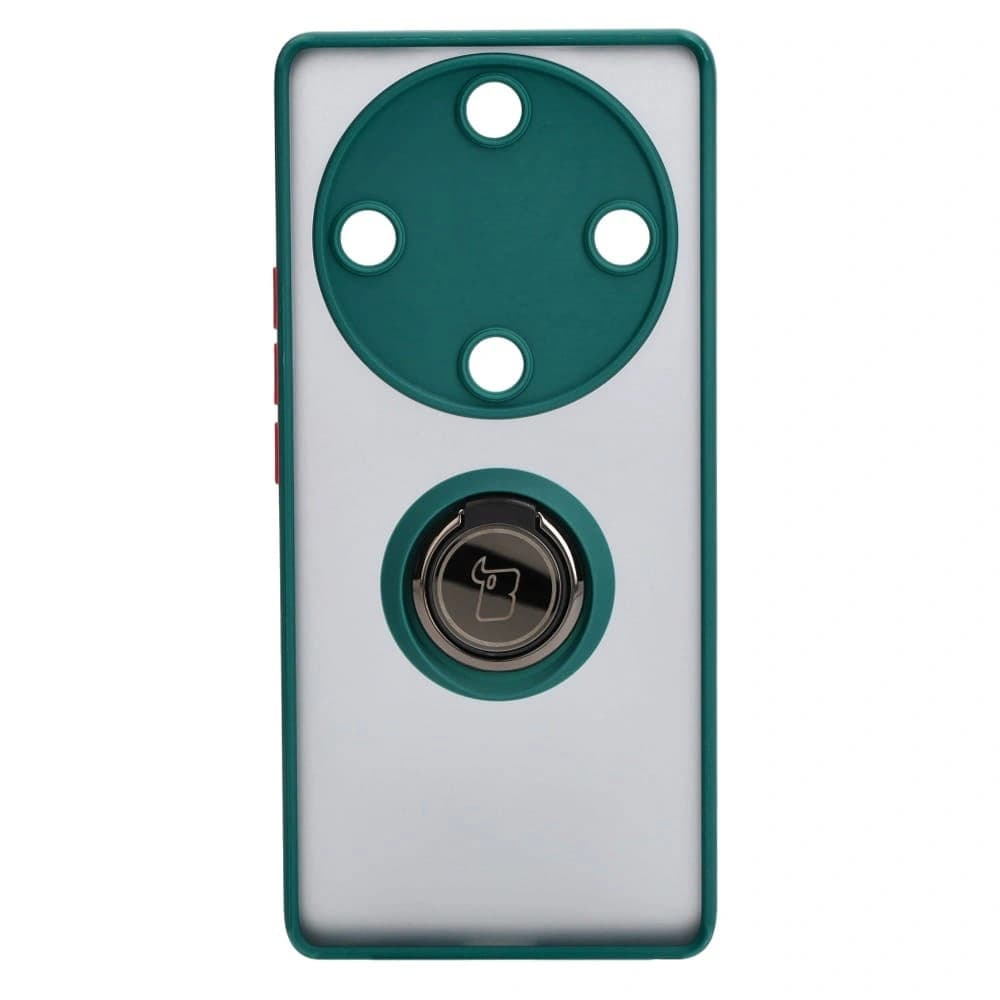 Etui s úchopem na prst Bizon Case Hybrid Ring pro Honor Magic5 Lite kouřové s tmavozeleným rámečkem. - 2