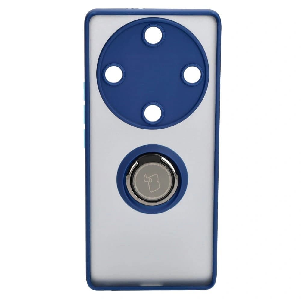 Etui s úchopem na prst Bizon Case Hybrid Ring pro Honor Magic5 Lite kouřové s modrým rámem - 2