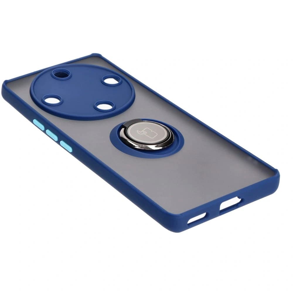 Etui s úchopem na prst Bizon Case Hybrid Ring pro Honor Magic5 Lite kouřové s modrým rámem - 4