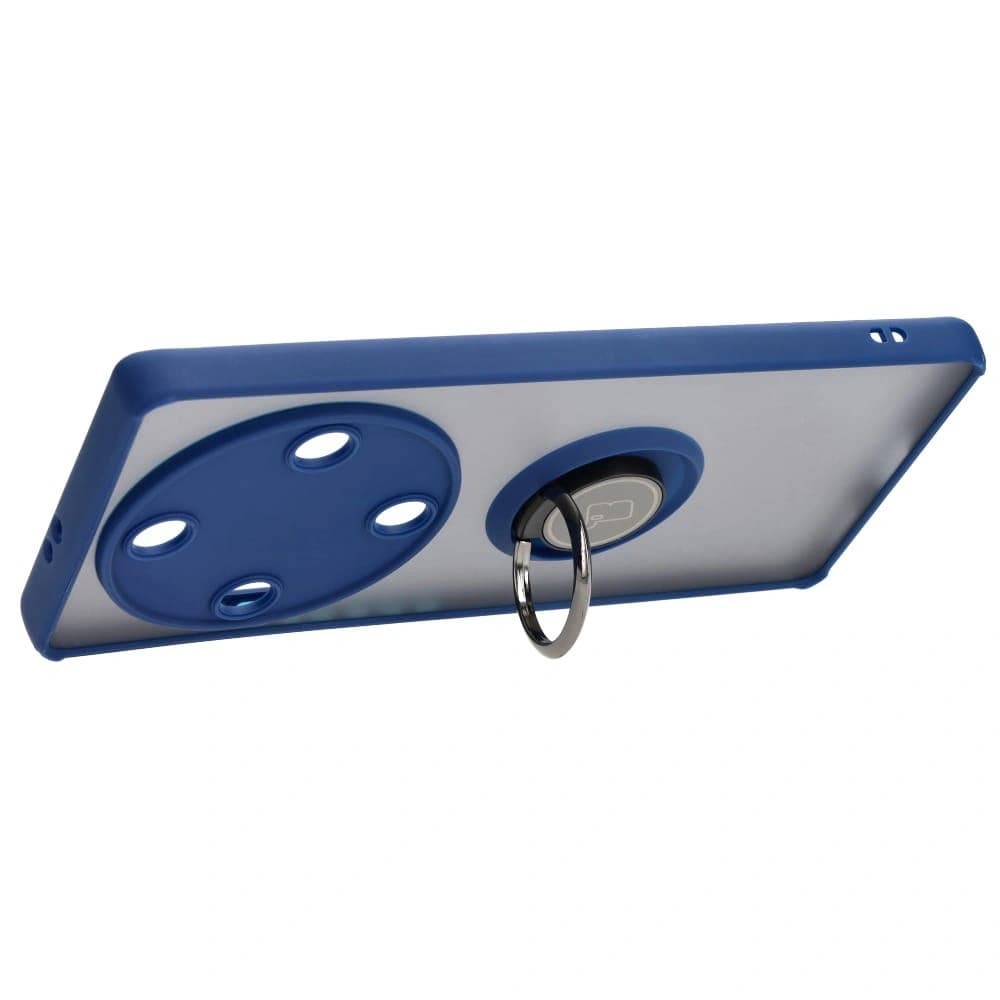 Etui s úchopem na prst Bizon Case Hybrid Ring pro Honor Magic5 Lite kouřové s modrým rámem - 5