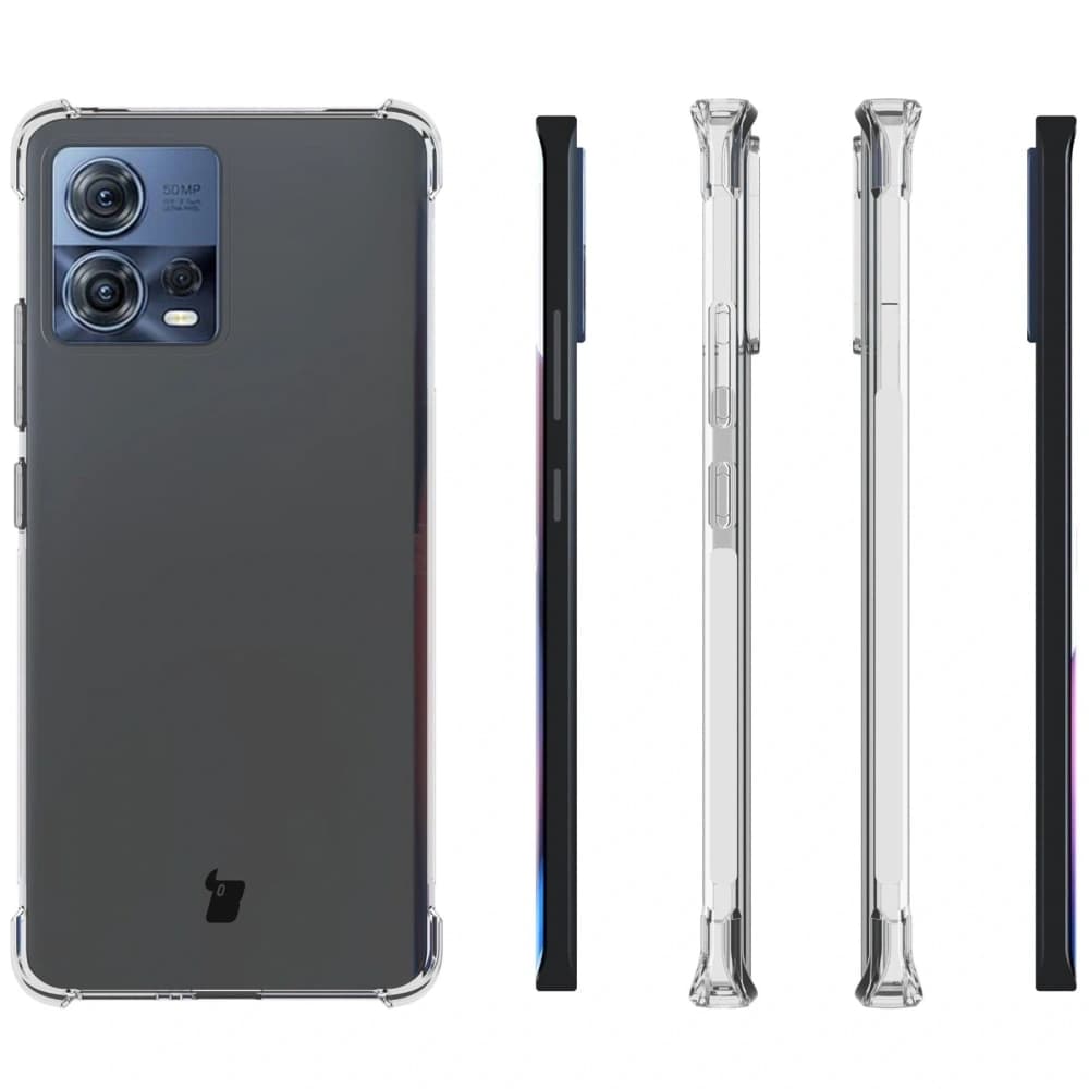 Bizon Case Clear Pack Hülle + 2x Bildschirmfolie + Linsenschutz für Motorola Moto Edge 30 Fusion klar - 4