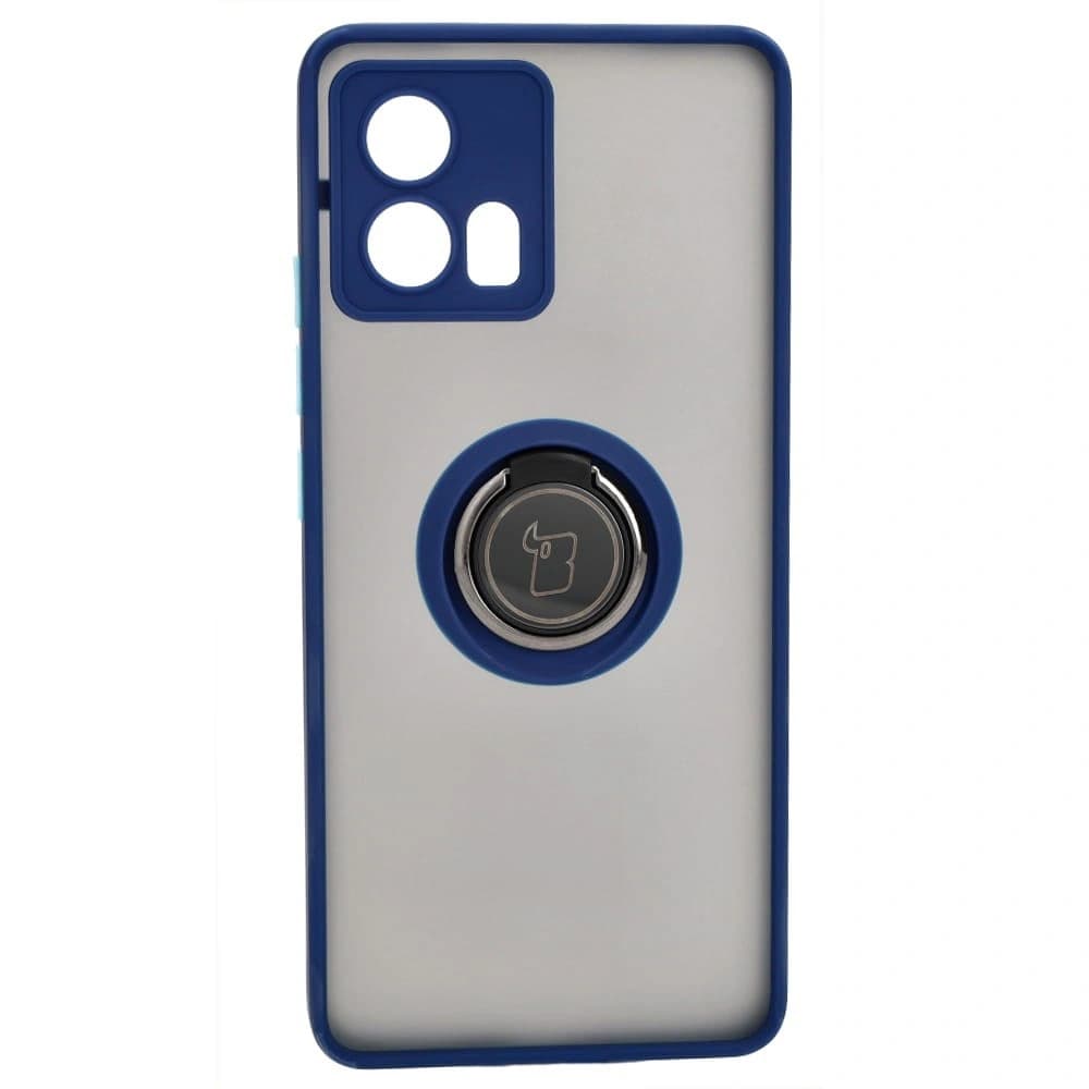 Bizon Case Hybrid Ring Motorola Edge 30 Fusion rauchig mit einem navyblauen Rahmen - 2