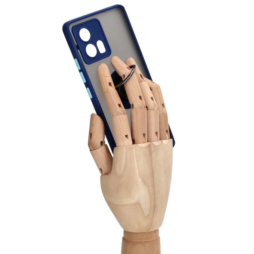 Bizon Case Hybrid Ring Motorola Edge 30 Fusion rauchig mit einem navyblauen Rahmen - 8