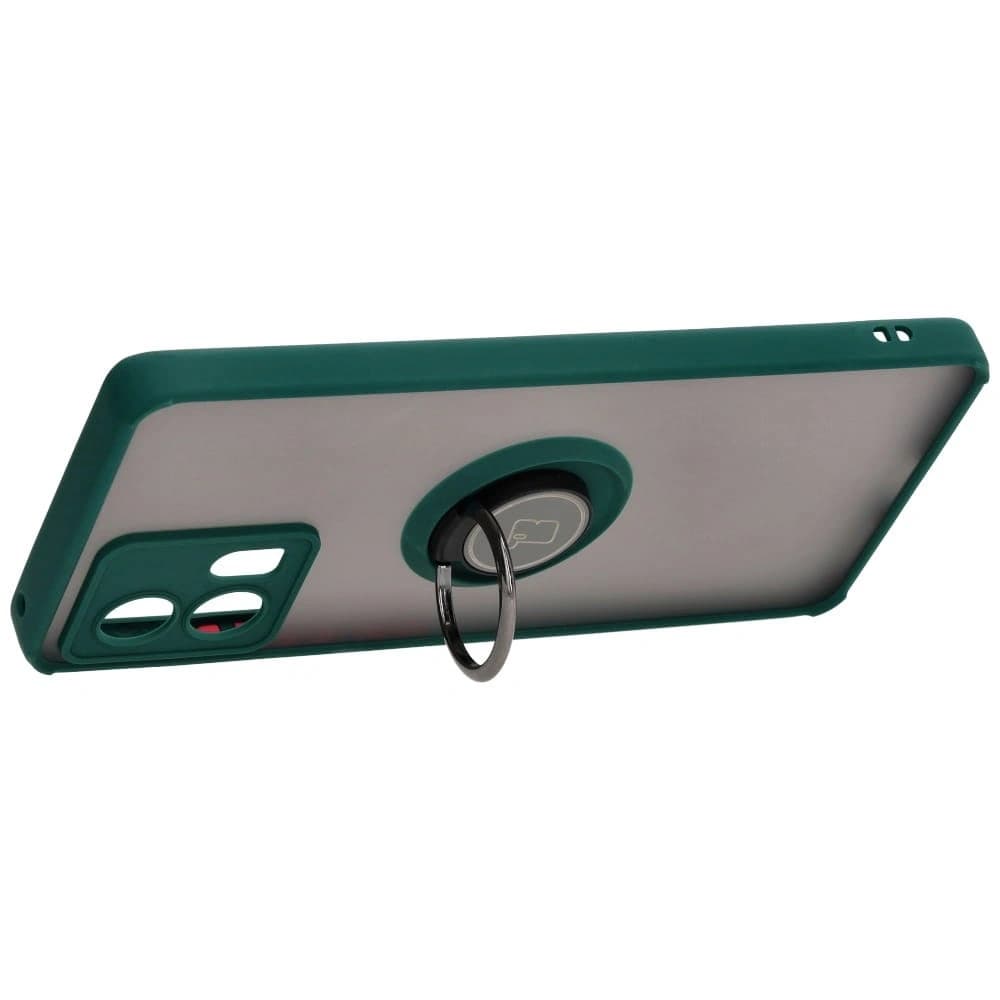 Bizon Case Hybrid Ring Motorola Edge 30 Fusion rauchig mit einem dunkelgrünen Rahmen - 5