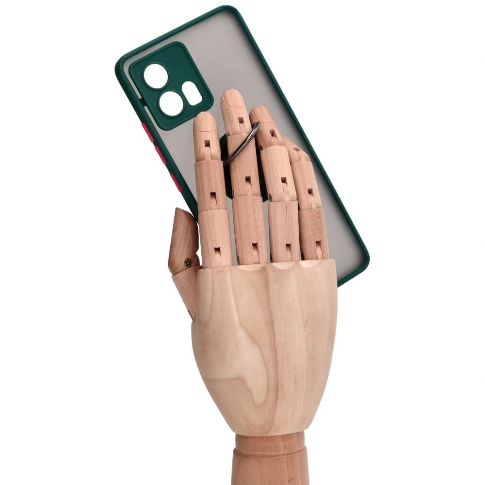 Bizon Case Hybrid Ring Motorola Edge 30 Fusion rauchig mit einem dunkelgrünen Rahmen - 8