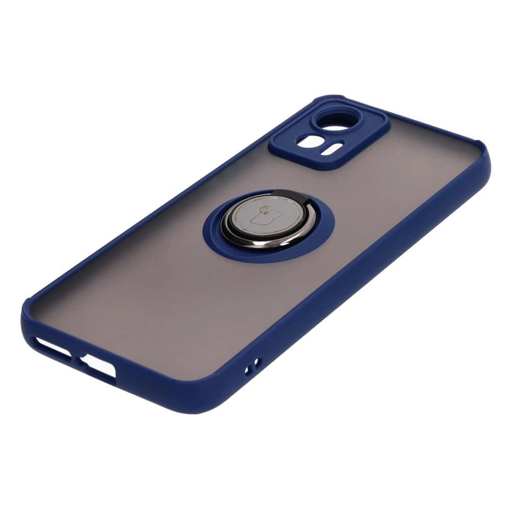 Bizon Case Hybrid Ring Motorola Edge 30 Neo rauchig mit einem navyblauen Rahmen - 3