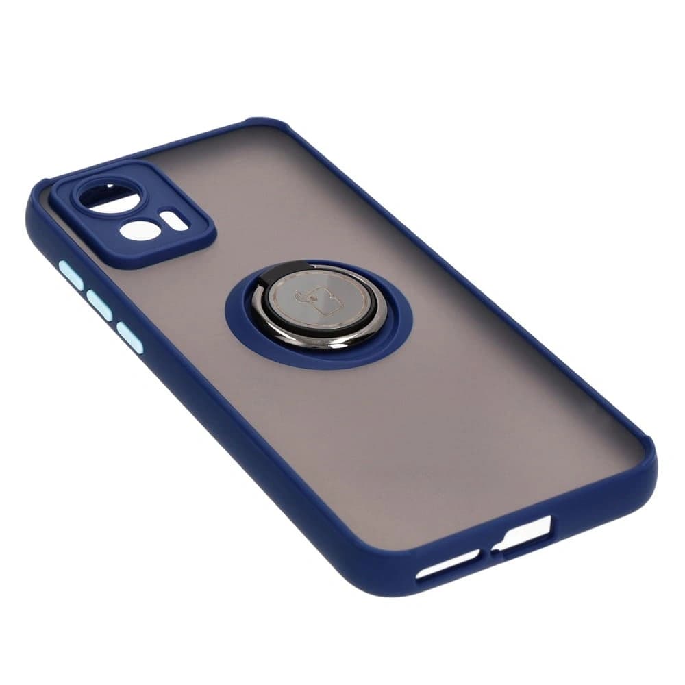 Bizon Case Hybrid Ring Motorola Edge 30 Neo rauchig mit einem navyblauen Rahmen - 4
