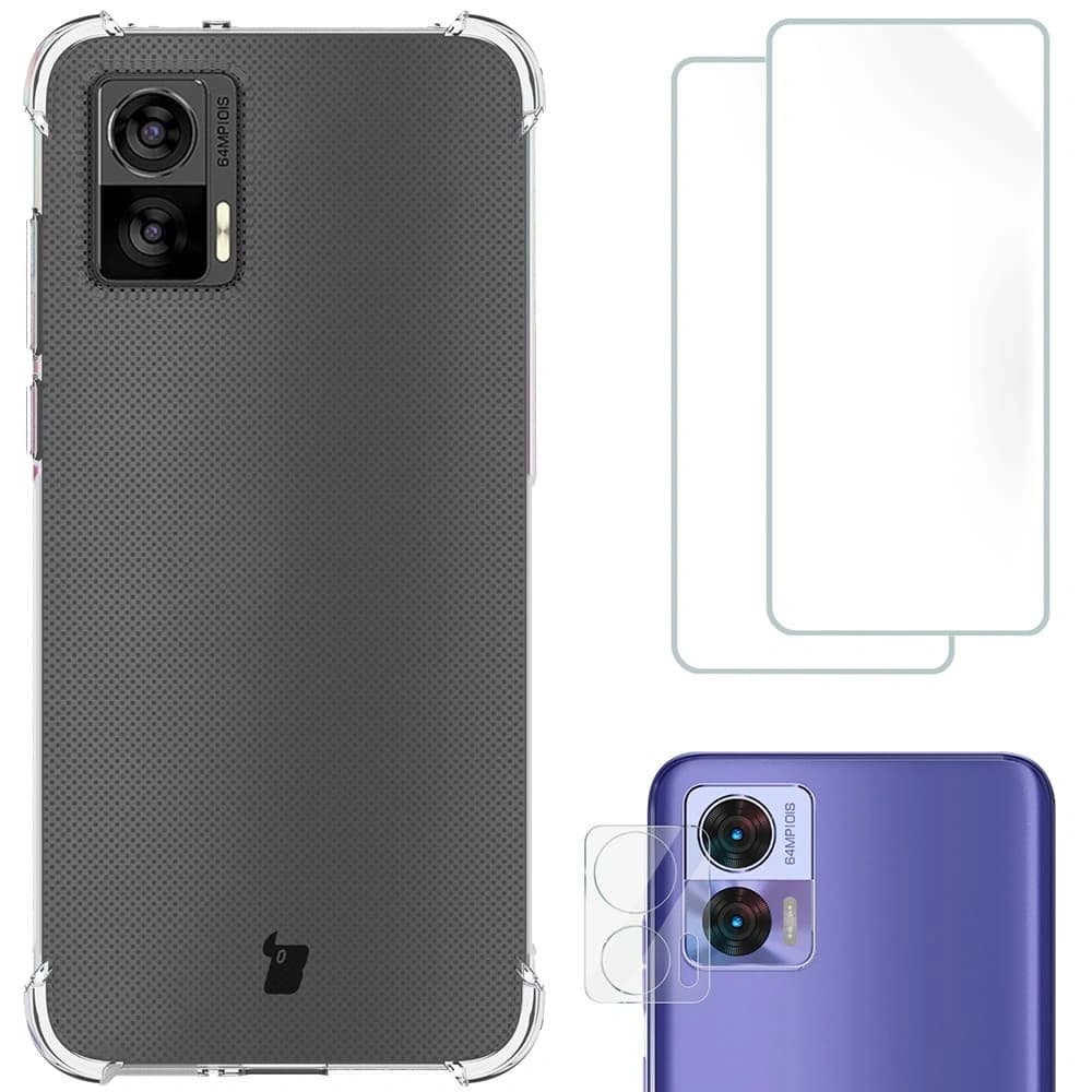 Bizon Case Clear Pack-Hülle + 2x Bildschirmfolie + Objektivschutz für Motorola Moto Edge 30 Neo klar - 1