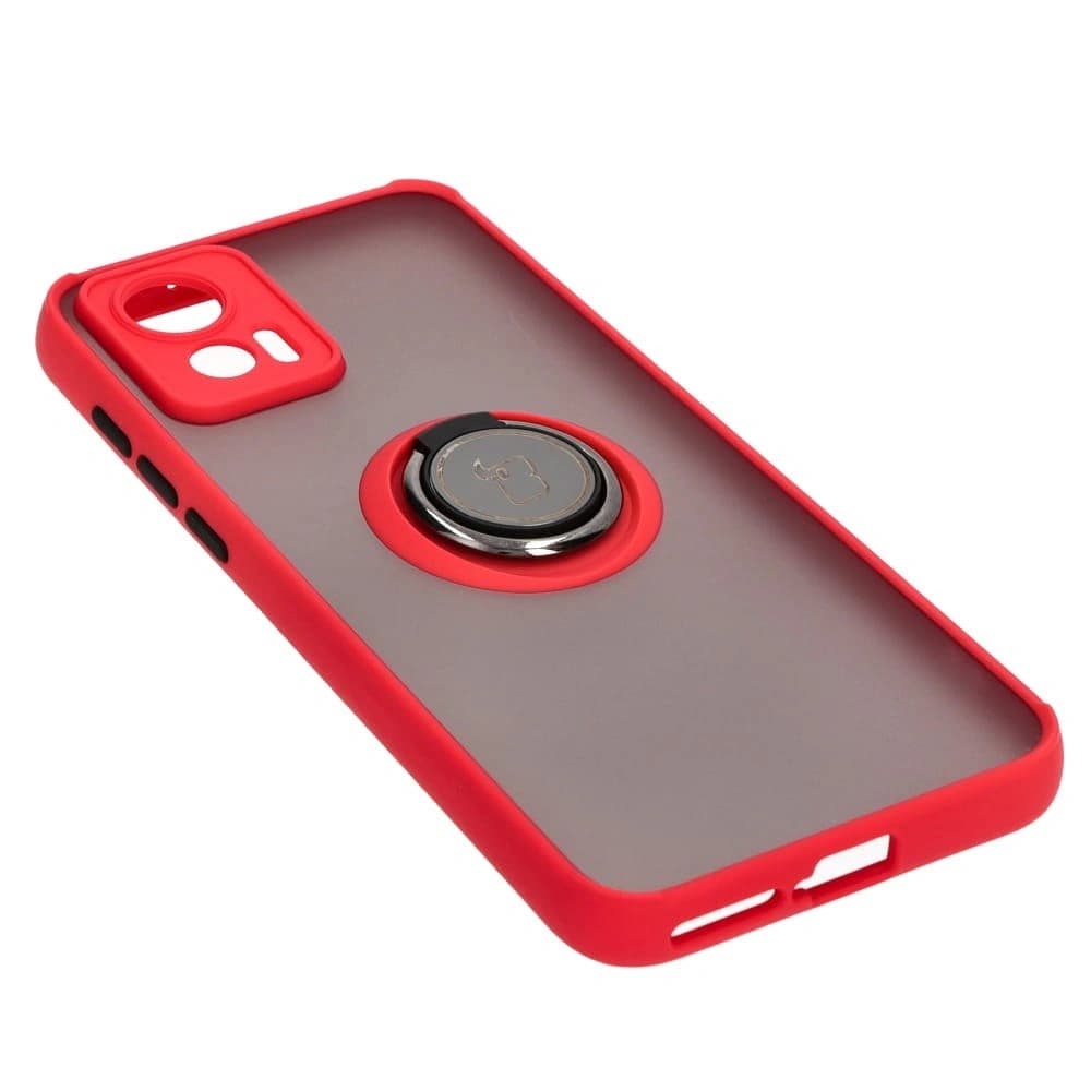 Etui z uchwytem na palec Bizon Case Hybrid Ring do Motorola Edge 30 Neo przydymione z czerwoną ramką - 4