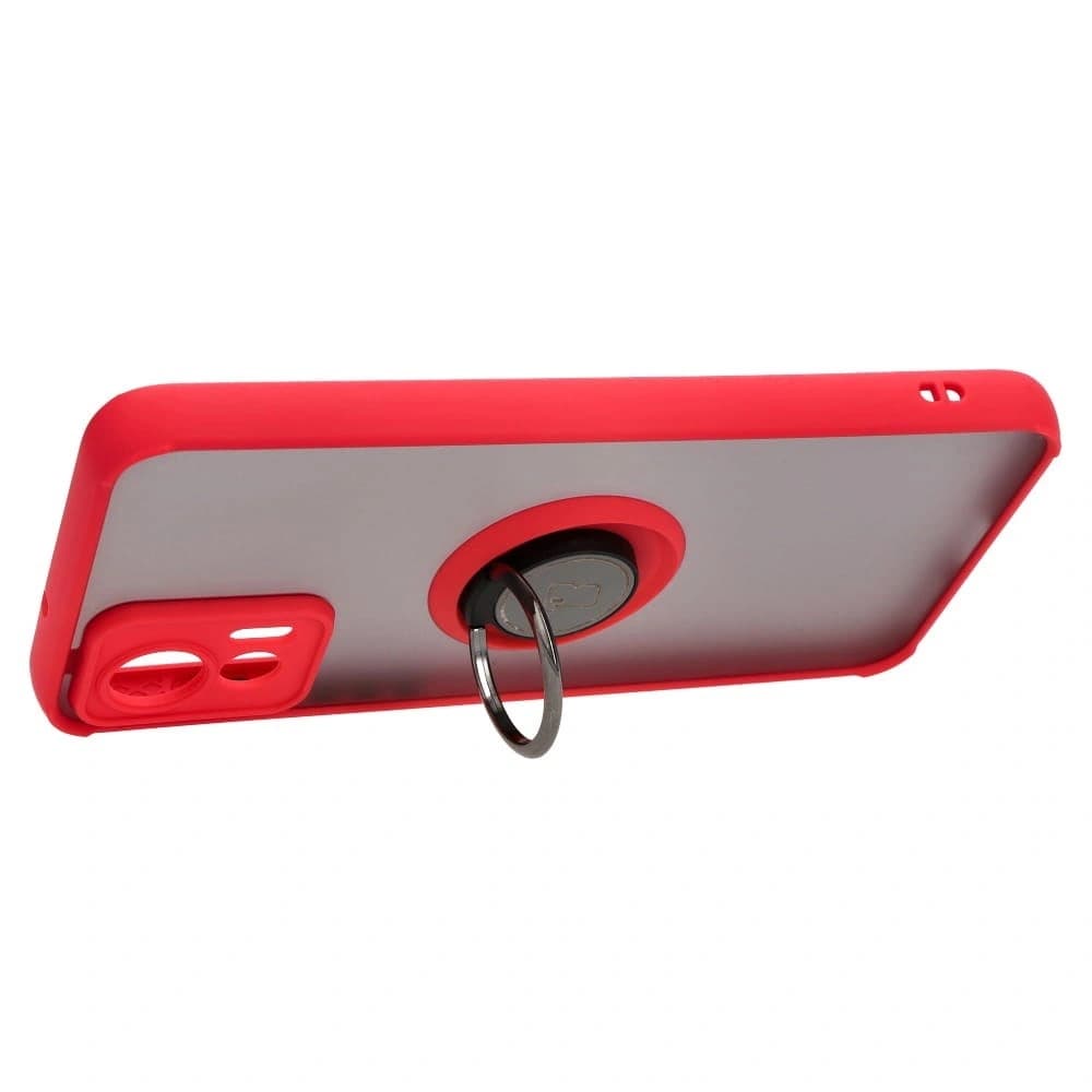 Etui z uchwytem na palec Bizon Case Hybrid Ring do Motorola Edge 30 Neo przydymione z czerwoną ramką - 5