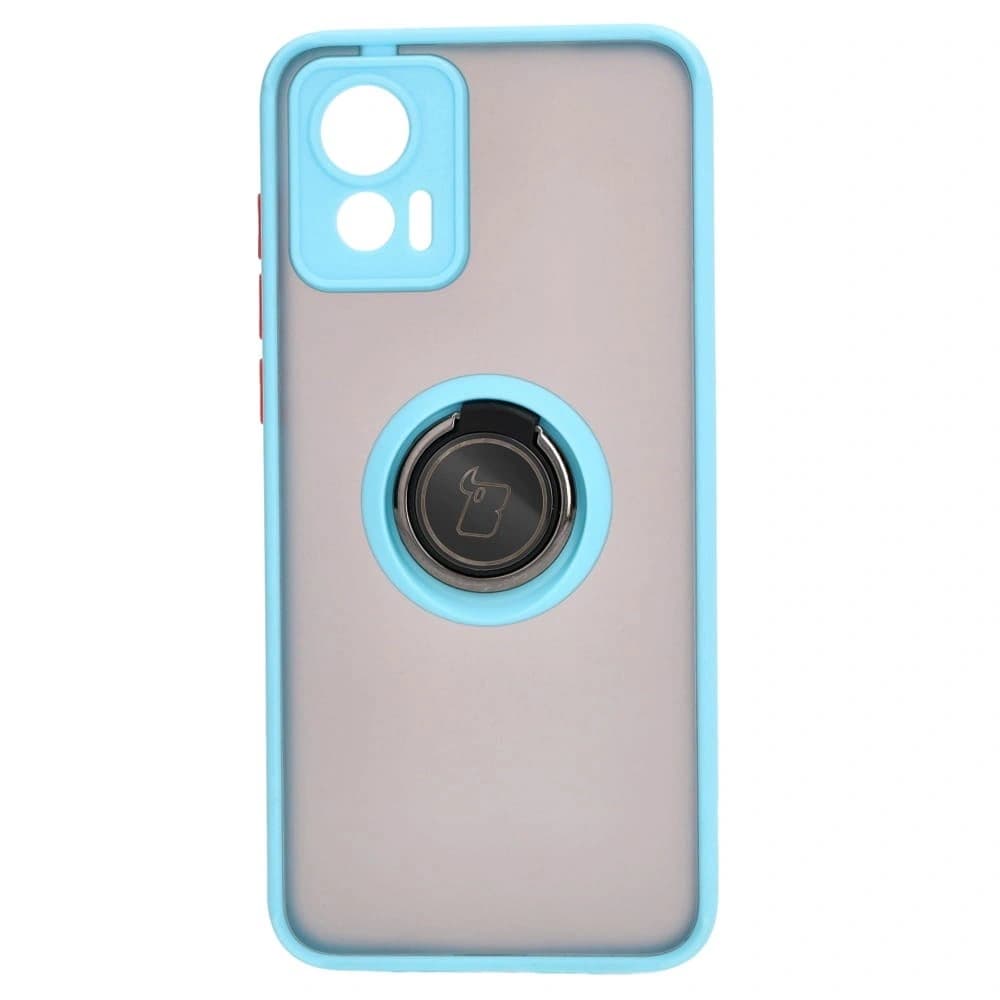 Etui z uchwytem na palec Bizon Case Hybrid Ring do Motorola Edge 30 Neo przydymione z jasnoniebieską ramką - 2