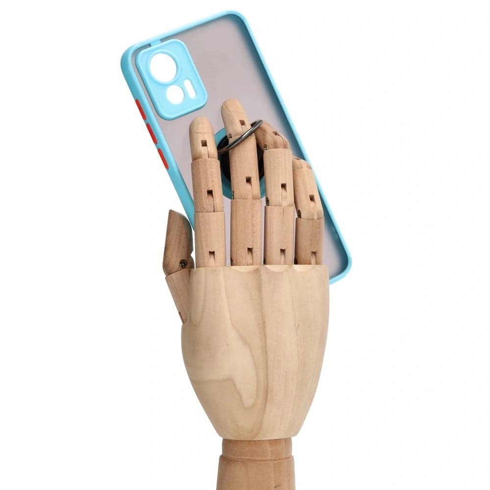 Etui z uchwytem na palec Bizon Case Hybrid Ring do Motorola Edge 30 Neo przydymione z jasnoniebieską ramką - 8