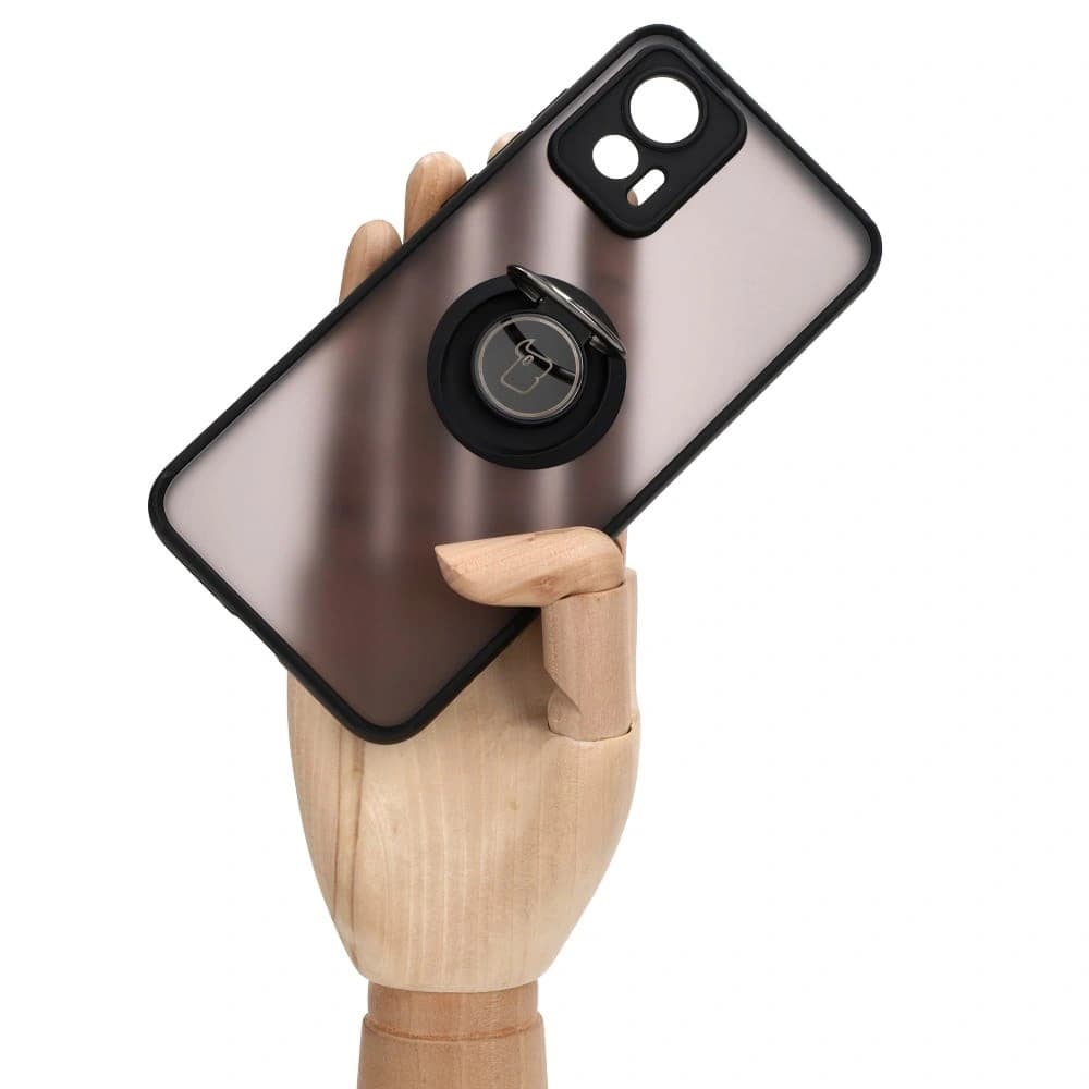 Bizon Case Hybrid Ring Motorola Edge 30 Neo smoky mit einem schwarzen Rahmen - 7