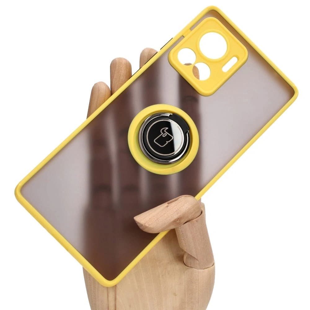 Bizon Case Hybrid Ring Motorola Edge 30 Ultra smoky with a yellow frame - 1