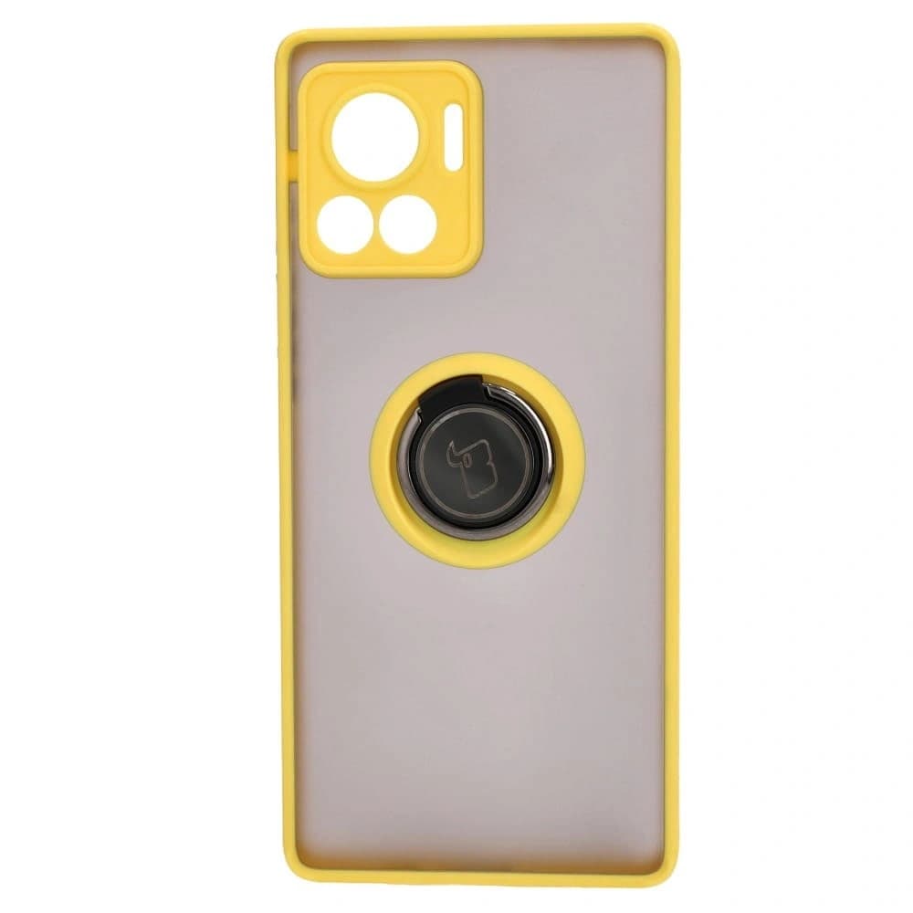 Bizon Case Hybrid Ring Motorola Edge 30 Ultra smoky with a yellow frame - 2