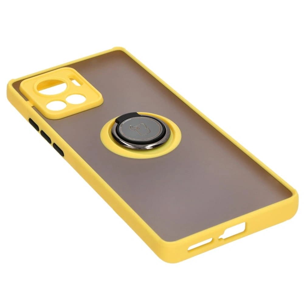 Bizon Case Hybrid Ring Motorola Edge 30 Ultra smoky with a yellow frame - 4