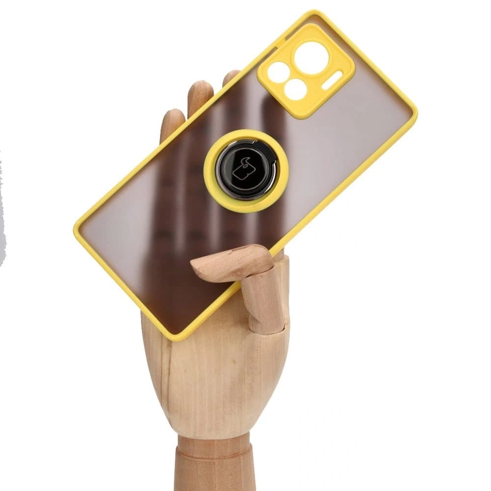 Bizon Case Hybrid Ring Motorola Edge 30 Ultra smoky with a yellow frame - 6