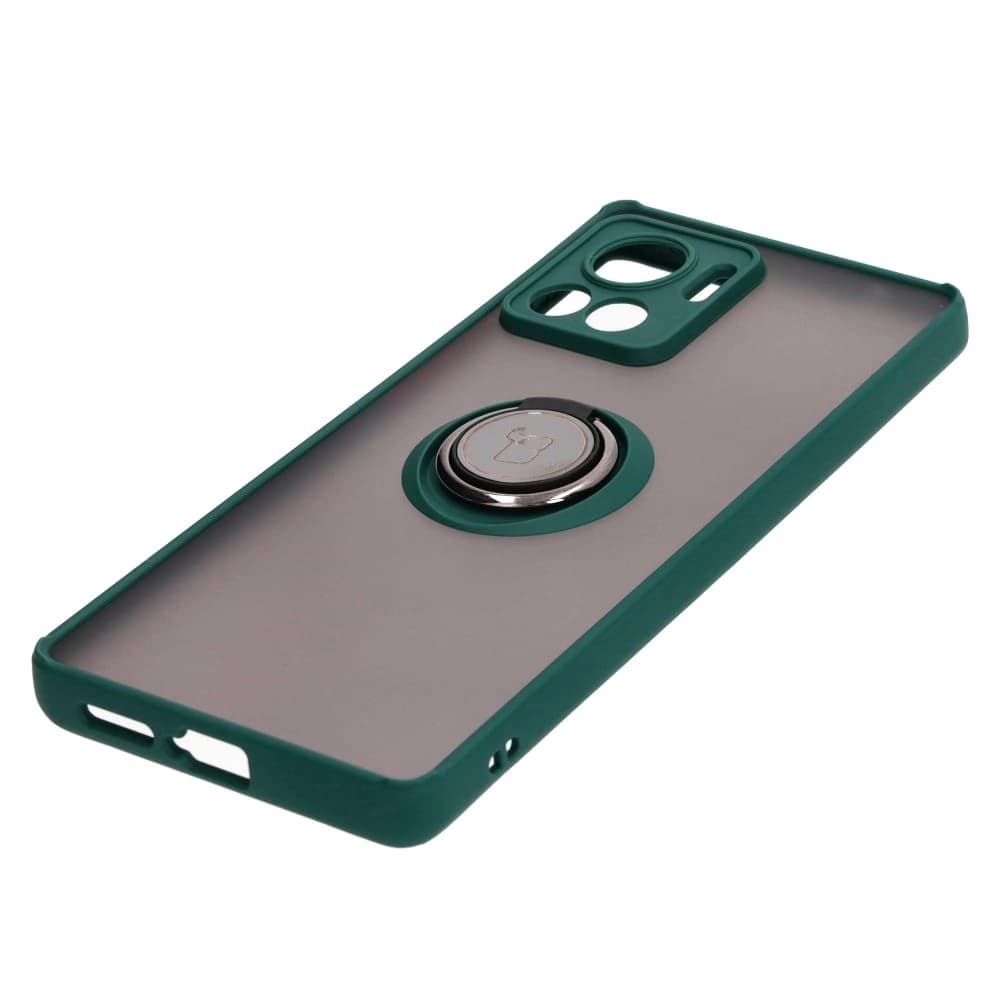 Bizon Case Hybrid Ring Motorola Edge 30 Ultra smoky with a dark green frame - 3