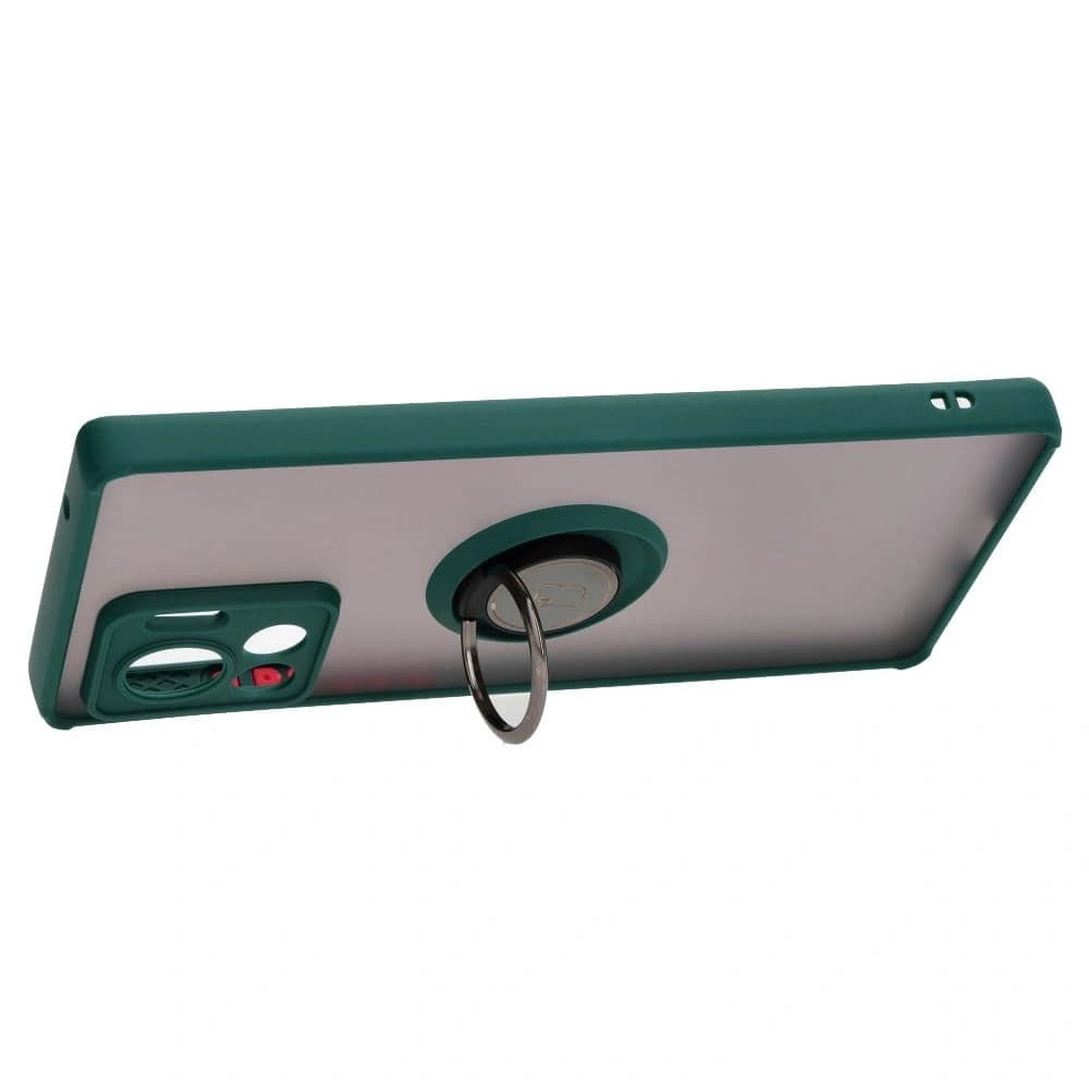 Bizon Case Hybrid Ring Motorola Edge 30 Ultra smoky with a dark green frame - 5