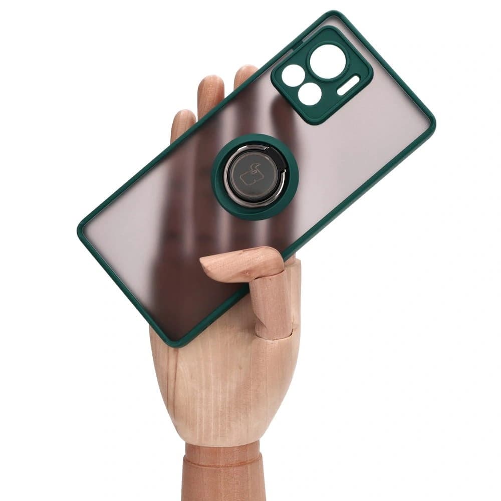 Bizon Case Hybrid Ring Motorola Edge 30 Ultra smoky with a dark green frame - 6