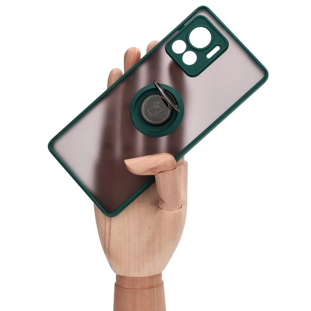 Bizon Case Hybrid Ring Motorola Edge 30 Ultra smoky with a dark green frame - 7