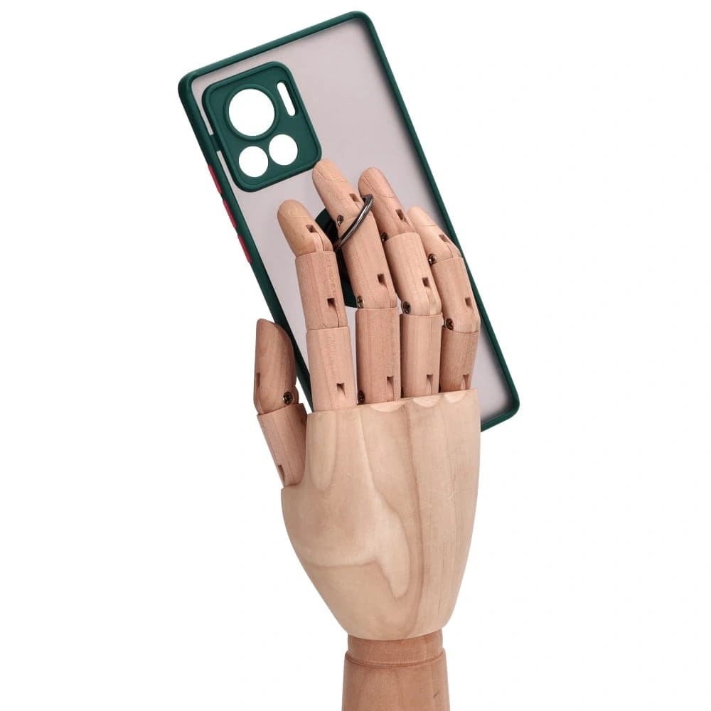 Bizon Case Hybrid Ring Motorola Edge 30 Ultra smoky with a dark green frame - 8