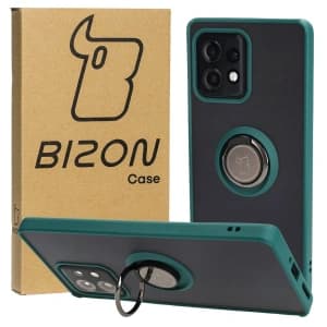 Bizon Case Hybrid Ring Motorola Edge 40 Pro smoky with a dark green frame