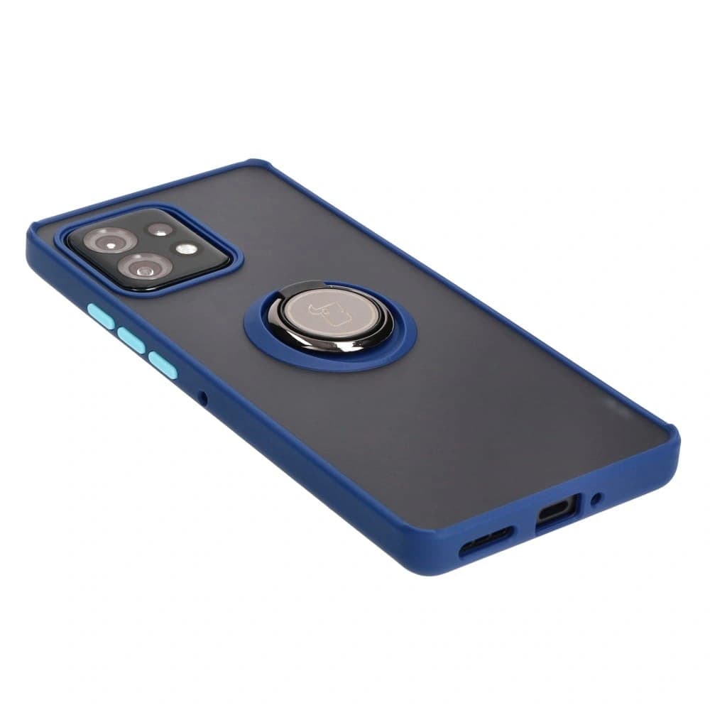 Bizon Case Hybrid Ring Motorola Edge 40 Pro rauchig mit einem navyblauen Rahmen - 4