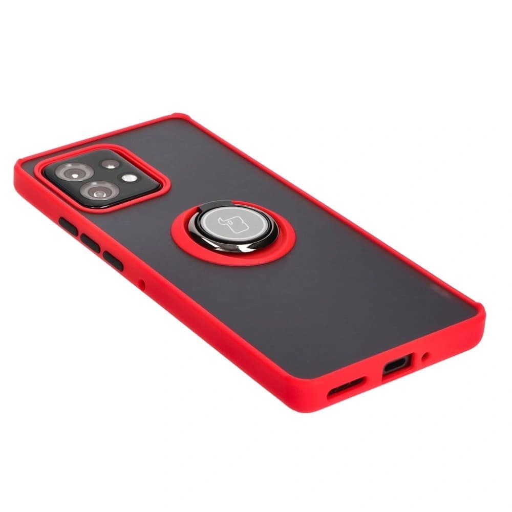 Bizon Case Hybrid Ring Motorola Edge 40 Pro rauchig mit rotem Rahmen - 4
