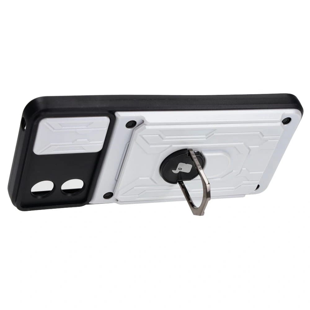 Bizon Case Camshield Card Slot Ring Motorola Moto E13 5G white - 4