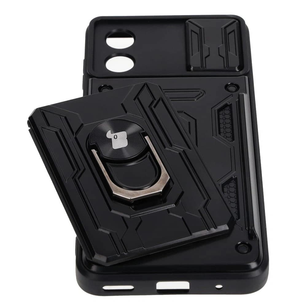 Bizon Case Camshield Card Slot Ring Motorola Moto E13 5G black - 3